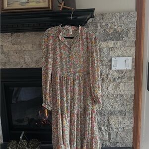 H+M Long Sleeve Floral Button-Up Maxi Dress